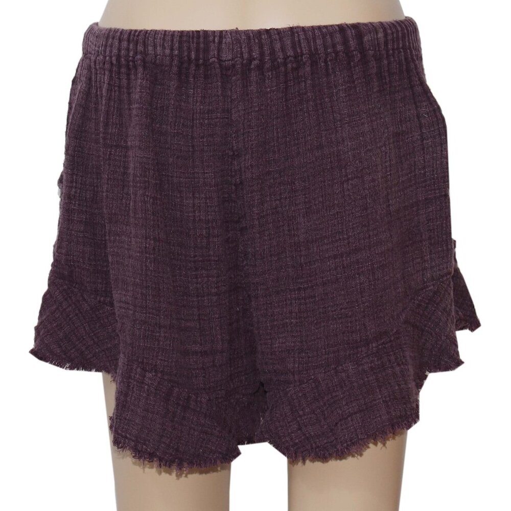 Free People FP One Solona Shorts Mid-rise Ruffled Drawstring Plum - Picture 6 of 7